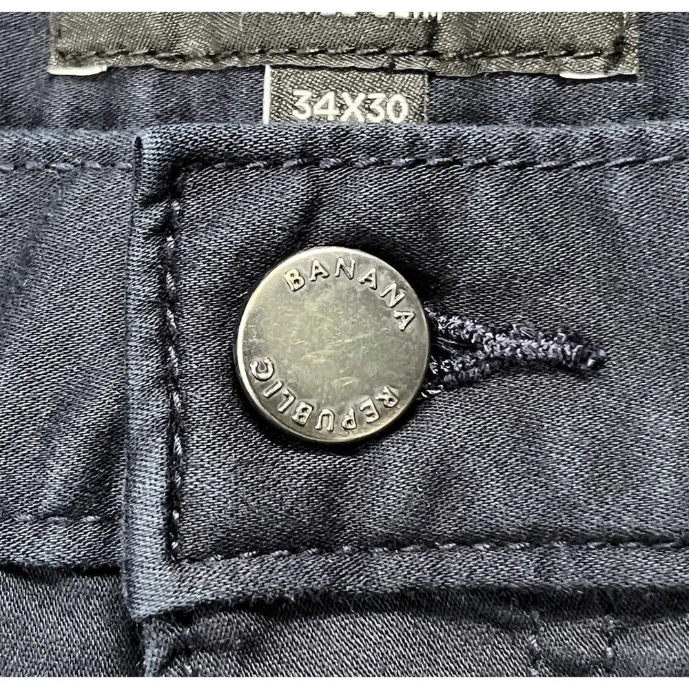 Banana Republic Travel Slim Blue Straight Leg Chino Pants Mens Sz 34x30